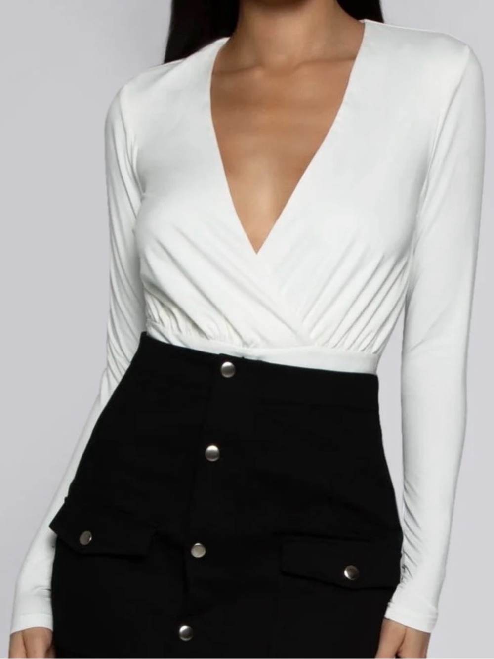 Meshki - Jordyn Wrap Long Sleeve Bodysuit